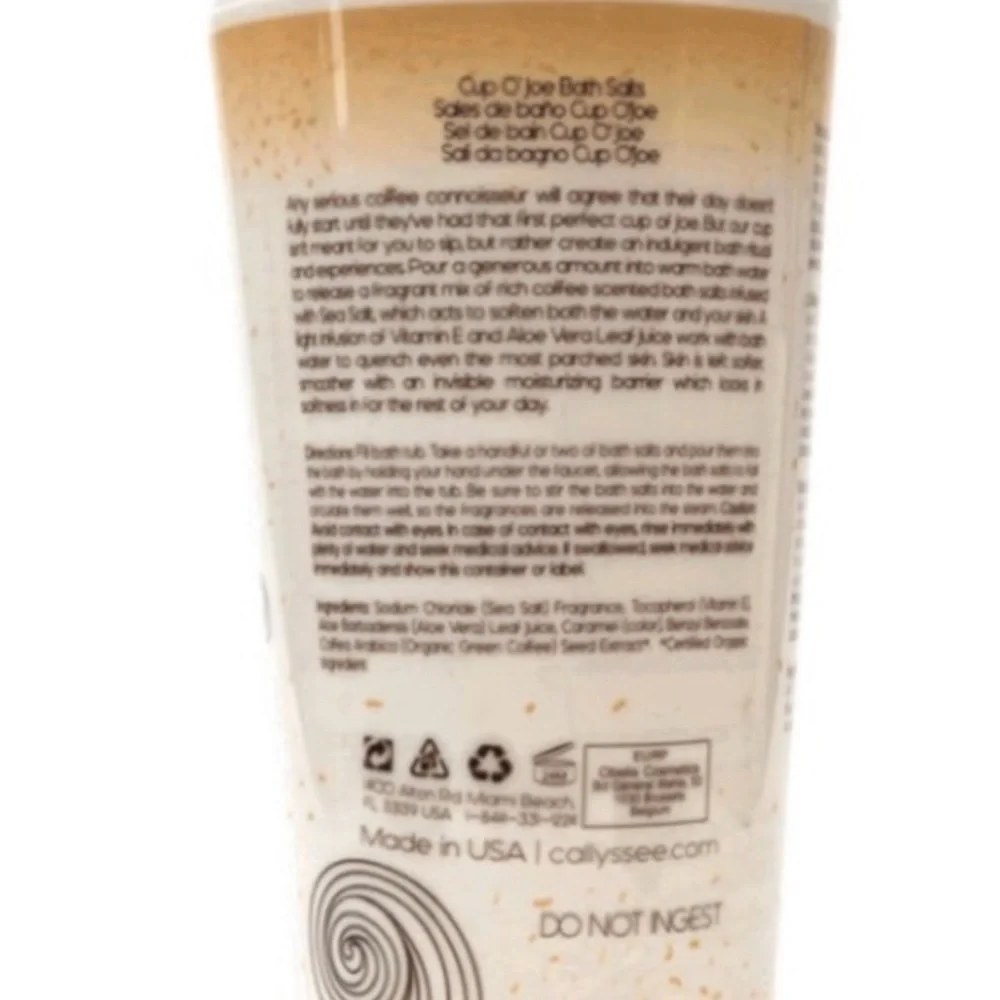 Callyssee Cup O' Joe Bath‎ Salts - 20oz, New